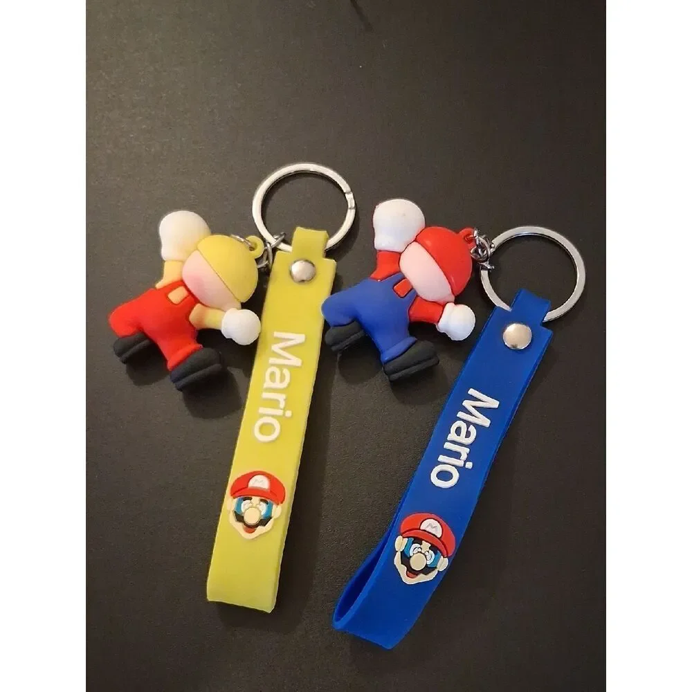 2 Mario Kids Keychain Set - Yellow and Blue Mario Figures New In Package